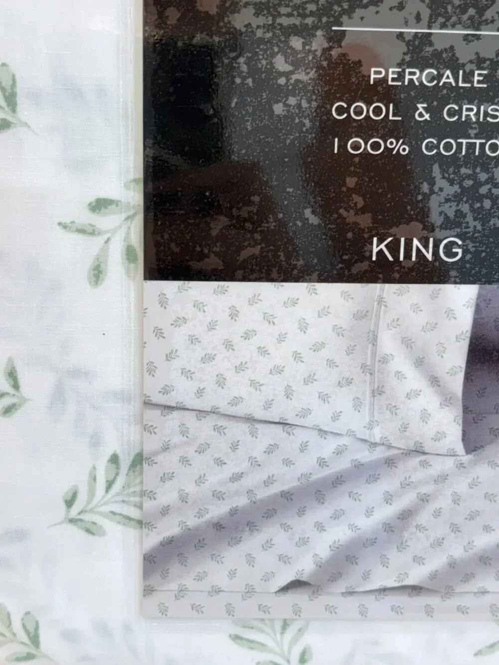 Wamsutta Dream Zone Hotel Luxury KING Sheet Set White Leaf Cotton Percale 6PC